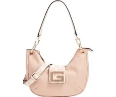 Guess, Brightside, Polyurethane, Textile Bag, Large Hobo, Blush, For Women