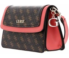 „Guess“, „Camy“, sintetinės odos, 4G logotipo, tekstilinis krepšys per petį, koralų/rudos spalvos, moterims