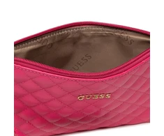 Guess, Holdall, Eco Leather, Textile Handbag, Quilted Effect And Cuff, Fucshia, 23 x 15 x 1.5 cm