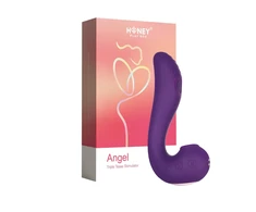Honey Play Box, Angel, Clit Suckers, G Spot Vibrator &amp; Clit Licking Tongue 3-In-1, 9 Vibrating + 9 Licking + 3 Sucking Modes, USB Rechargeable, Silicone+ABS, 18.00 × 13.00 × 6.50 cm, Violetinė