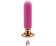 Honey Play Box, Rose Twister, Vibrating Anal Plugs, 10 Vibrating Modes, Hands-Free Remote, Curved, USB Rechargeable, ABS+Medical Silicone, 12.95 × 3.00 cm, Rožinė