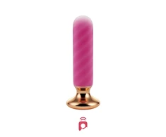 Honey Play Box, Rose Twister, Vibrating Anal Plugs, 10 Vibrating Modes, Hands-Free Remote, Curved, USB Rechargeable, ABS+Medical Silicone, 12.95 × 3.00 cm, Rožinė