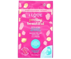 I Love Beautiful Peeling Exfoliating Strawberry Peel Mask nulupamoji veido kaukė su šveičiamuoju efektu, 10 ml