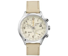Laikrodis Timex, Intelligent Quartz, Quartz Leather Strap Watch, Cronograf Fly-Back, rusvai gelsvas, T2P382, For Men