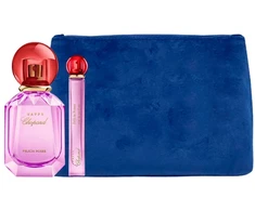 Prabangus „Naturals“ kvepalų rinkinys „Chopard“: „Happy Felicia Roses“ kvepalai moterims, 100 ml + „Happy Felicia Roses“ kvepalai moterims, 10 ml + „Chopard“ sintetinės odos tekstilinis krepšys moterims, 2,4 x 9 x 6,2 cm