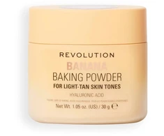 „Makeup Revolution Bake &amp; Blot“ matinė biri fiksacinė pudra „Bananas“, 30 g