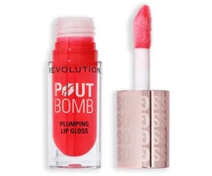 Makeup Revolution Pout Bomb Plumping Lūpų blizgis Cherry Sheer Raudona 4.6 ml