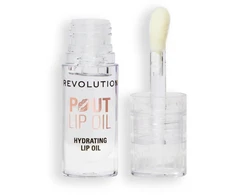 „Makeup Revolution Pout Vegan Glossy Lip Oil“ blizgus lūpų aliejus „Lychee Clear“, 4 ml
