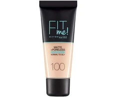 „Maybelline Fit Me Matte + Poreless“ skystas makiažo pagrindas, 100 „Warm Ivory“, 30 ml