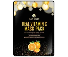 PaxMoly, Real Vitamin C, Brightening &amp; Anti-Aging, Sheet Mask, Face, Day &amp; Night, 25 ml