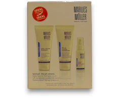 „Tobulos apimties“ rinkinys Marlies Moller: kasdienis plaukų apimties didinimo šampūnas, 100 ml + pakeliamasis plaukų kondicionierius apimčiai, 100 ml + apimties didinimo plaukų lakas formavimui, 30 ml
