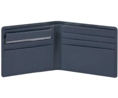 Piquadro, Akron, Leather Wallet, With Detachable Document Holder, Mėlyna, For Men