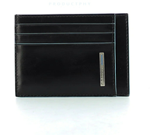Piquadro, Mėlyna Square, Leather Card Holder, PP2762B2R / N, Juodas, For Men