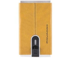 Piquadro, Mėlyna Square, Leather Card Holder, For Back And Credit Cards, Geltona, Unisex