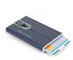 Piquadro, Mėlyna Square, Leather Wallet, Square Sliding System with Money Clip, PP5358B2R-BLU2, Mėlyna, For Men