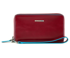 Piquadro, Mėlyna Square, Leather Wallet, Raudona, For Women