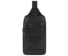 Piquadro, Monospalla, Leather, Leather Backpack, Juodas, Mono Sling, For Men, 19 x 32 x 8 cm