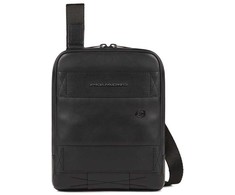 Piquadro, Obidos, Leather Crossbody Bag, Juodas, 17 x 22 x 5.00 cm, For Men