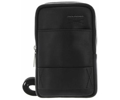 Piquadro, Obidos, Leather Crossbody Bag, Juodas, For Men