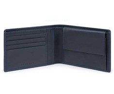 Piquadro, Obidos, Leather Wallet, Coin Holder, Mėlyna, For Men