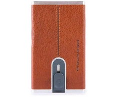 Piquadro, Piquadro, Odinis kortelių dėklas, Kvadratinė stumdoma sistema, Arancio, Unisex