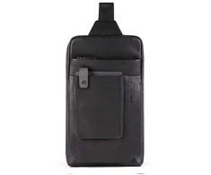 Piquadro, Tallin, Leather Bag, Mono Sling, Juodas, For Men, 20 x 33 x 5 cm