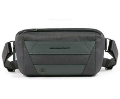 Piquadro, Trakai, Textile Fanny Pack, Pilkas, 27 x 14.5 x 7.5 cm, For Men