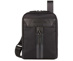 Piquadro, Trakai, Shoulder Bag, Textile Crossbody Bag, Juodas, 23 x 17 x 5 cm, For Women