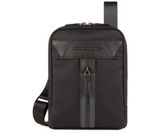 Piquadro, Trakai, Shoulder Bag, Textile Crossbody Bag, Juodas, 23 x 17 x 5 cm, For Women