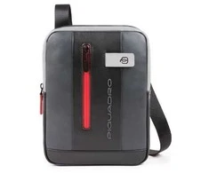 Piquadro, Urban, iPad Sleeve, Leather Crossbody Bag, Juodas/Pilkas, CA1816UB00, 21 x 27 x 6 cm, For Men