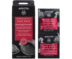 Set Apivita Express Pomegranate Revitalising Kreminis Mask For Face, 2 vnt., 8 ml