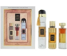 Set Ard Al Zaafaran: Oud Romancea Eau De Parfum For Women, 100 ml + Oud Romancea Scented Purškiklis For Women, 250 ml + Oud Romancea Amber Room Air Freshener, 300 ml