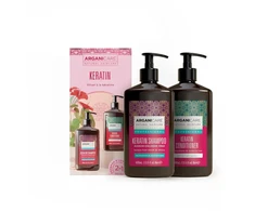 Set Arganicare: Keratin Hair Leave-In Conditioner Shiny, 400 ml + Keratin Hair Šampūnas Repairing &amp; maitininantis, 400 ml