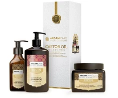 Set Arganicare: Ricin Hair Šampūnas For Growth Stimulation, 400 ml + Ricin Hair Treatment Kreminis Mask For Growth Stimulation, 500 ml + Ricin Hair Serum Hair Growth, 100 ml