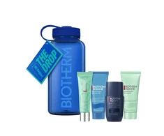 Set Biotherm: Aquafitness, Dušo želė, 40 ml + Day Control, 72h Protection, Dezodorantas Roll-On, For Men, 75 ml + Aquapower, Eliminates Impurities, Cleansing Gel, For Face, 40 ml + Aquapower, Hydrating, Daily, Gel, For Face, 30 ml + Biotherm, Vanduo Bottle, 1000 ml, Vanduo Bottles, Dark Mėlyna, Adults