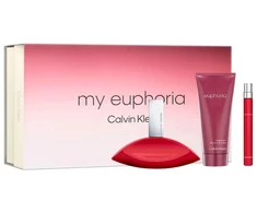 Set Calvin Klein: My Euphoria Eau De Parfum For Women, 100 ml + My Euphoria Eau De Parfum For Women, 10 ml + My Euphoria Hydrating Losjonas kūnui, 100 ml