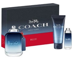 Set Coach: Mėlyna Eau De Toilette For Men, 100 ml + Mėlyna Eau De Toilette For Men, 15 ml + Mėlyna Dušo želė Beard &amp; Hair, 100 ml