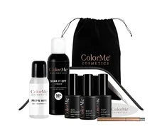 Set ColorMe Cosmetics: ColorMe, Gel, Semi-Permanent Nagų lakas, 10 ml + ColorMe, Base Coat, Semi-Permanent Nagų lakas, 10 ml + ColorMe, Top Coat, Semi-Permanent Nagų lakas, 10 ml + Prep &amp; Wipe, Nagų lakas Remover, 50 ml + Soak It Off, Nagų lakas Remover, 100 ml + ColorMe, Nail Led Lamp, Juodas + ColorMe, Nail File + ColorMe, Cuticle Pusher