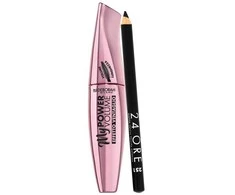 Set Deborah: 24H Extra Gel Pieštukas Akių apvadas Juodas 1.5 g + My Power Atsparus vandeniui Volumizing Blakstienų tušas Juodas, 14 ml