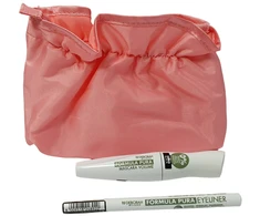 Set Deborah: Formula Pura Volumizing Blakstienų tušas Juodas, 12 ml + Formula Pura Gel Pieštukas Akių apvadas Juodas 1.5 g + Textile Makeup Bag Rožinė