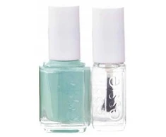 Rinkinys „Essie“: nagų lakas „Vegan Glossy Shine Finish“ „Nagų lakas 99 Mint Candy Apple“ 13,5 ml + nagų priežiūros priemonės – „Good To Go Top Coat“ nagų stiprinimo lakas, 5 ml