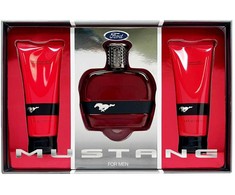 Set Ford: Mustang Raudona Eau De Toilette For Men, 100 ml + Mustang Raudona After-Shave Balm, 100 ml + Mustang Raudona Cleansing Dušo želė For All Skin Types, 100 ml