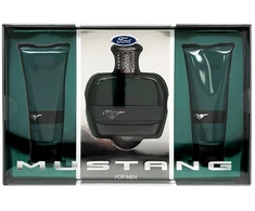 Set Ford: Mustang Žalias Eau De Toilette For Men, 100 ml + Mustang Žalias Hydrating After-Shave Balm, 100 ml + Mustang Žalias Hydrating Dušo želė All Skin Types, 100 ml