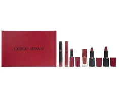 Set Giorgio Armani: Rouge d'Armani Matte Kreminis Lipstick 400 Four Hundred, 4 g + Lip Maestro Lip Stain Liquid Lipstick 400 6.5 ml + Lip Magnet Liquid Lipstick 400 3.9 ml + Ecstasy Lacquer Shining Lūpų blizgis 400, 3 ml + Rouge d'Armani Kreminis Lipstick 400, 4 g