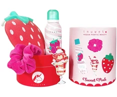 Set Inuwet: Strawberry Cleansing &amp; Moisturising Shower Mousse, 200 ml + Scrunchy Hair Elastic + Strawberry Body Sponge + Strawberry Gift Sticker
