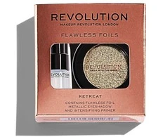 Rinkinys „Makeup Revolution“: „Flawless Foils“ veganiškų akių šešėlių pagrindas, 2 ml + „Flawless Foils“ veganiškų akių šešėlių paletė, 2 g