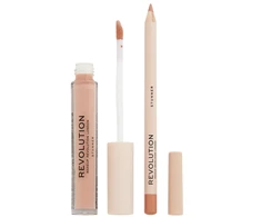 Rinkinys „Makeup Revolution“: skysti lūpų dažai „Makeup Revolution Stunner“, 3 ml + lūpų pieštukas „Makeup Revolution Precision Lip Liner Stunner“, 1 g