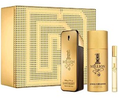 Set Paco Rabanne: 1 Million Eau De Toilette For Men, 100 ml + 1 Million Eau De Toilette For Men, 10 ml + 1 Million Dušo želė For All Skin Types, 100 ml
