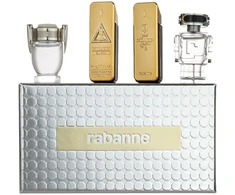 Set Paco Rabanne: 1 Million Eliksyras, Parfum, For Men, 5 ml *Miniature + Phantom, Eau De Toilette, For Men, 5 ml *Miniature + Invictus, Eau De Toilette, For Men, 5 ml *Miniature + 1 Million, Eau De Toilette, For Men, 5 ml *Miniature
