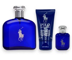 Set Ralph Lauren: Polo Mėlyna Eau De Parfum For Men, 125 ml + Polo Mėlyna Dušo želė Skin All Skin Types, 75 ml + Polo Mėlyna Anti-Perspirant Dezodorantas Stick For Men, 75 g